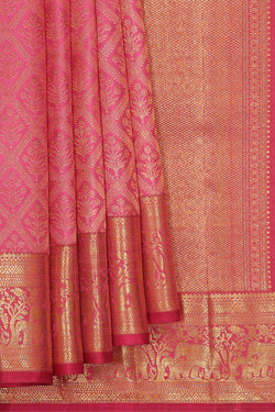 Image of Kanchipattu Pink Brocade Saree