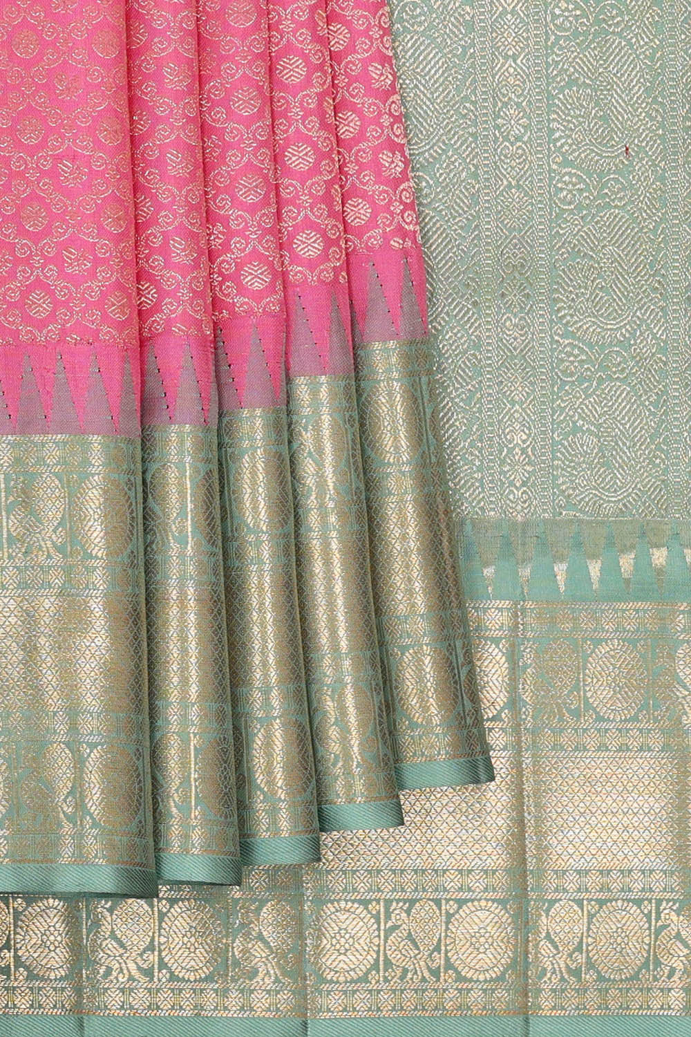 Kanchipattu Pink Brocade Saree
