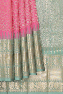 Image of Kanchipattu Pink Brocade Saree