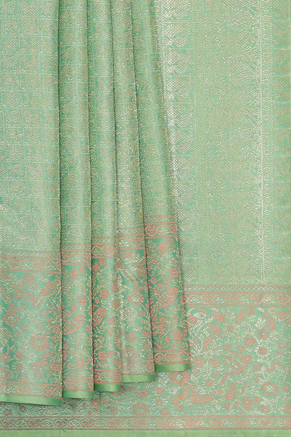 Kanchipattu Pista Green Brocade Saree