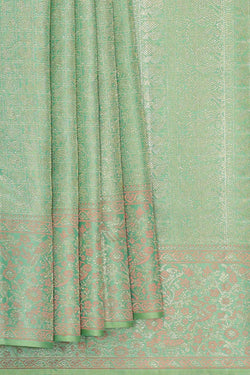 Image of Kanchipattu Pista Green Brocade Saree