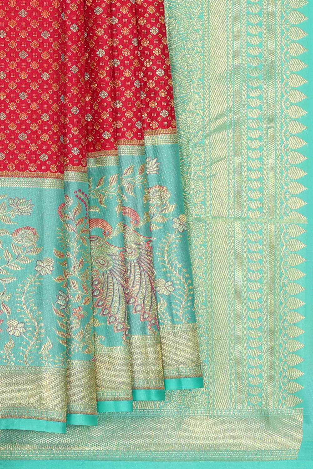 Image of Kanchipattu Red Brocade Saree