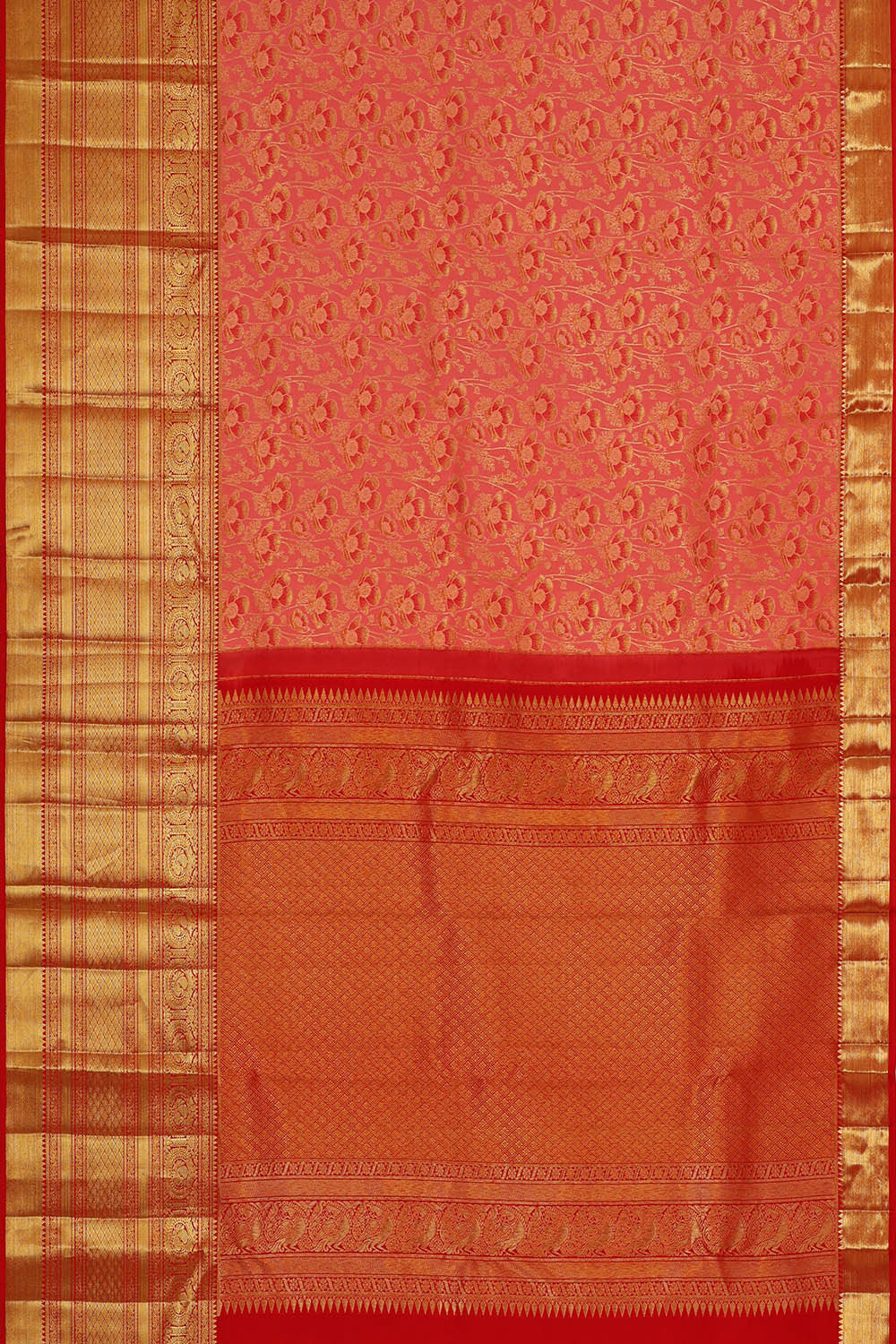 Image of Kanchipattu Peach Brocade Saree