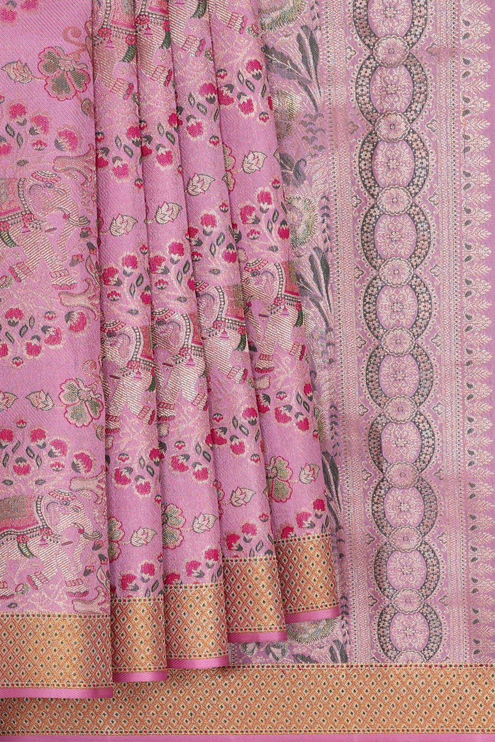 Kanchipattu Lavender Pink Tissue Brocade Saree