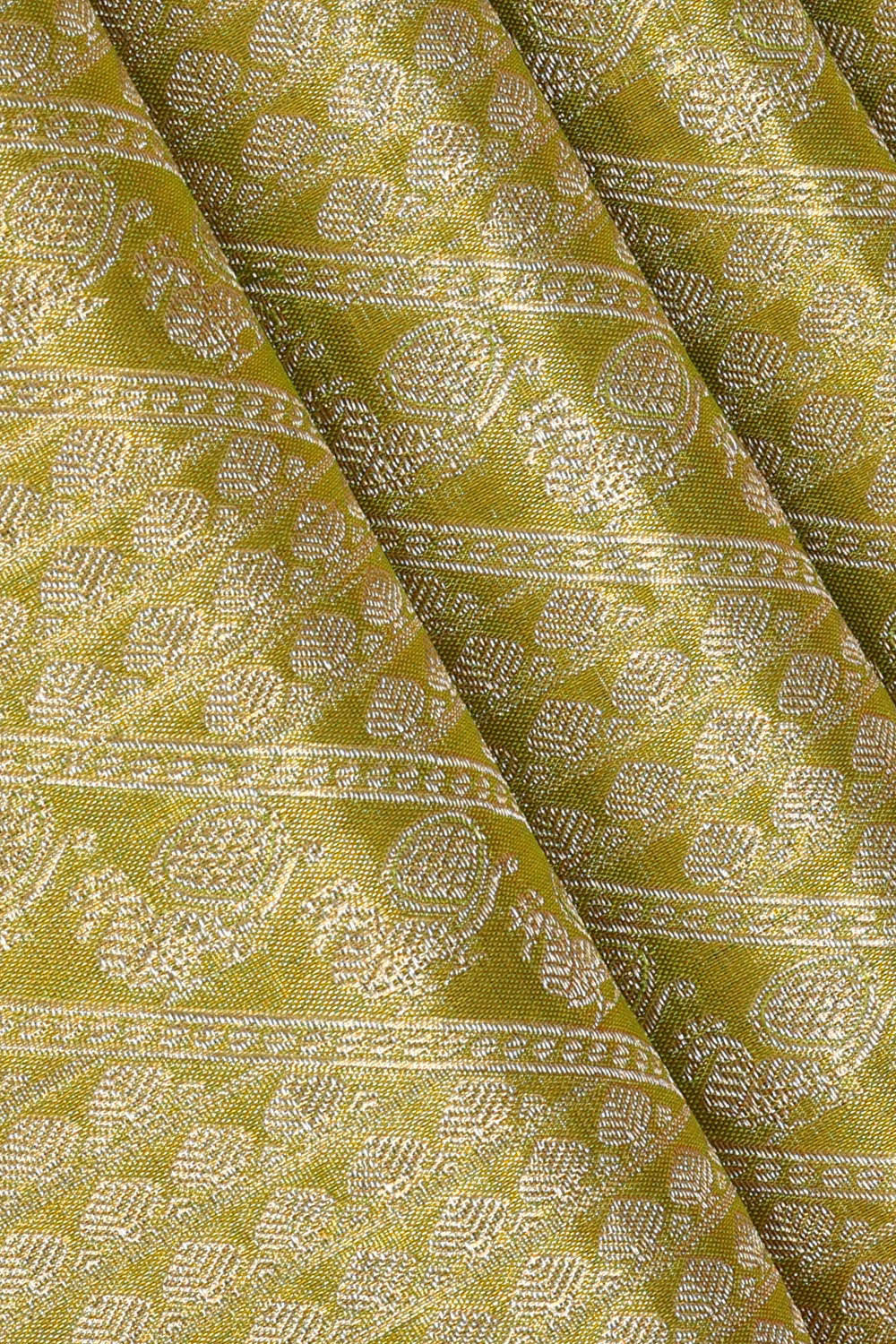 Kanchipattu Parrot Green Tissue Brocade Saree