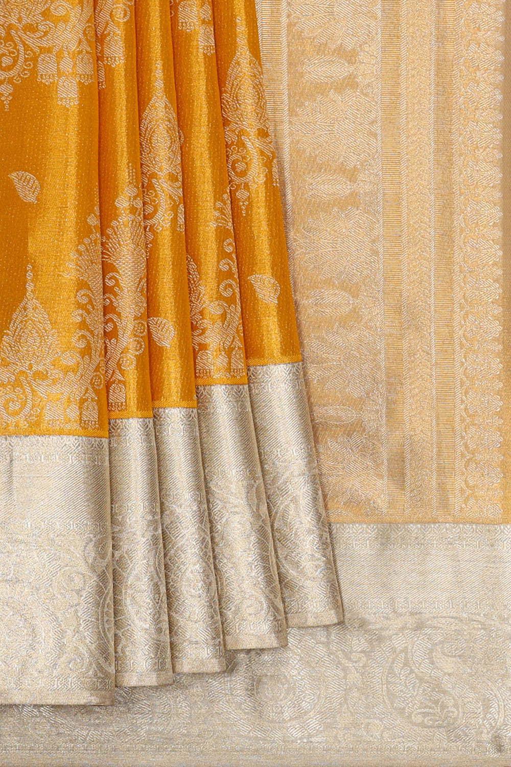 Image of Kanchipattu Dark Gold Tissue Brocade Saree