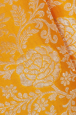 Image of Kanchipattu Haldi Yellow Brocade Saree