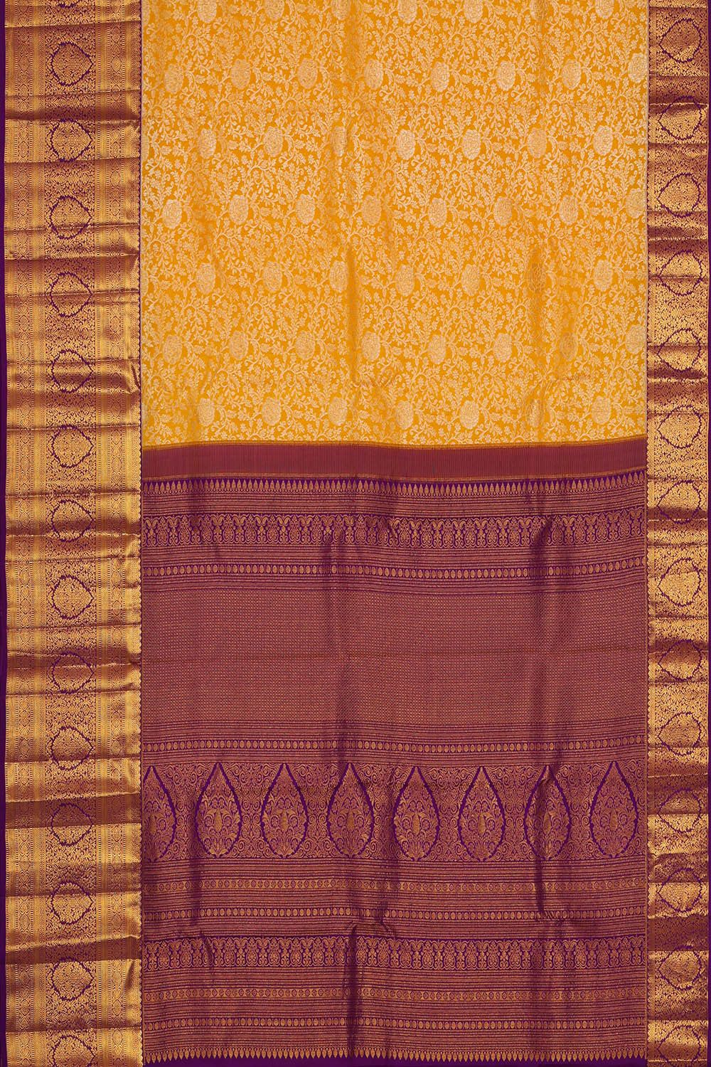 Kanchipattu Haldi Yellow Brocade Saree
