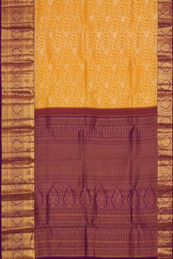 Image of Kanchipattu Haldi Yellow Brocade Saree