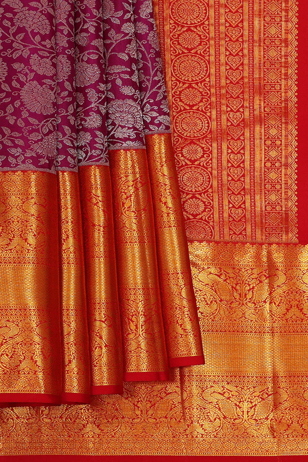 Image of Kanchipattu Deep Wine Brocade Saree