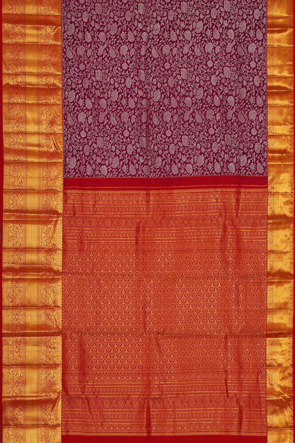 Image of Kanchipattu Deep Wine Brocade Saree