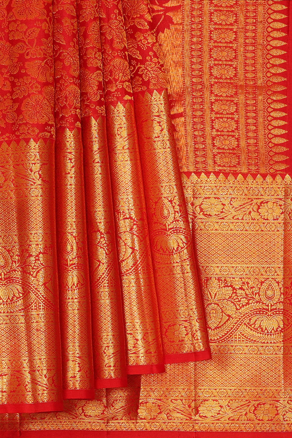 Image of Kanchipattu Red Brocade Saree