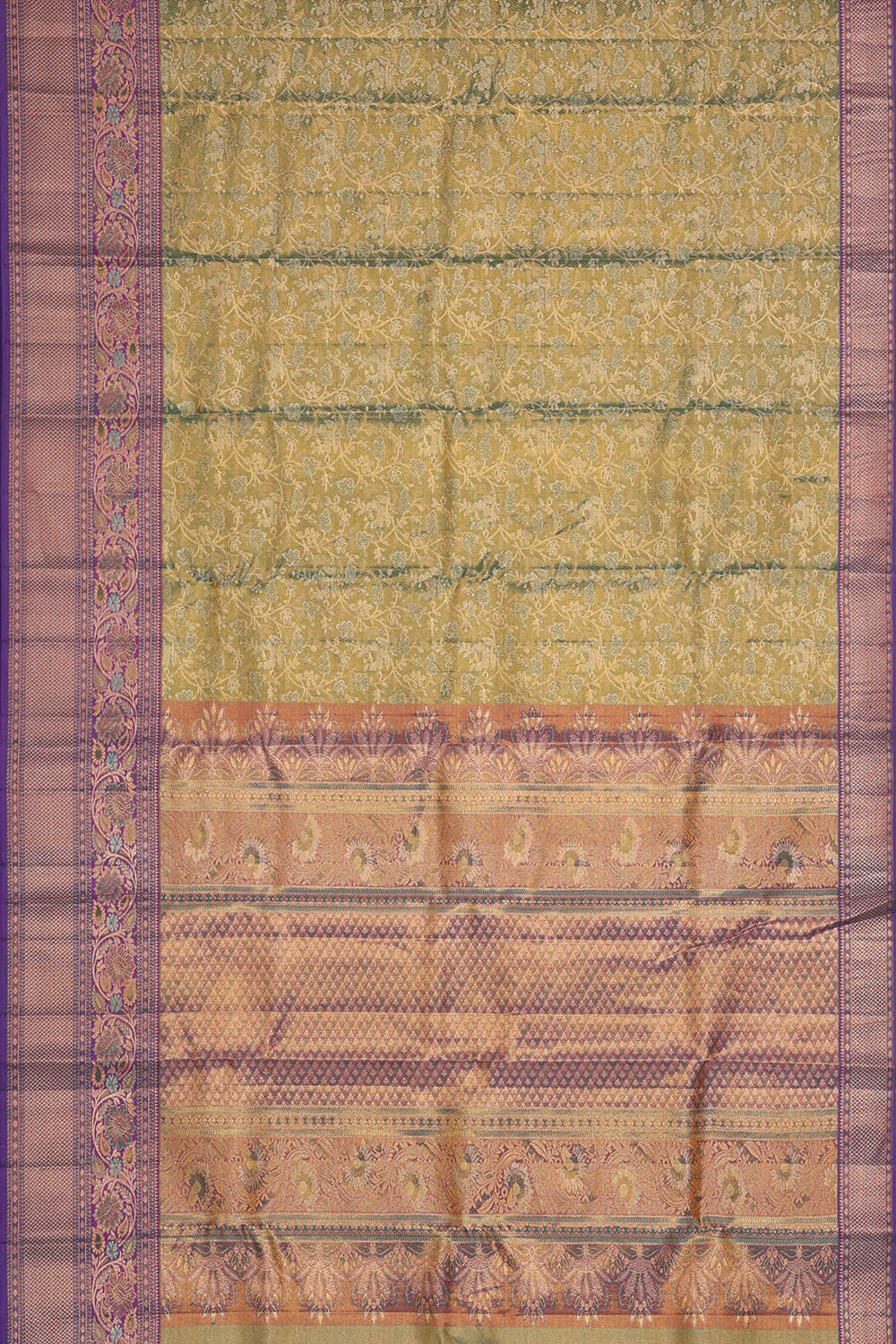 Kanchipattu Sea Green Tissue Brocade Saree