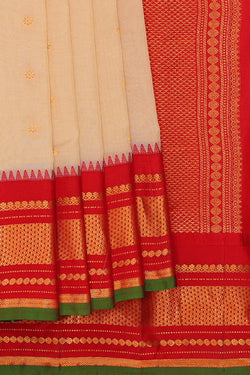 Image of Gadwal Silk Cream Saree