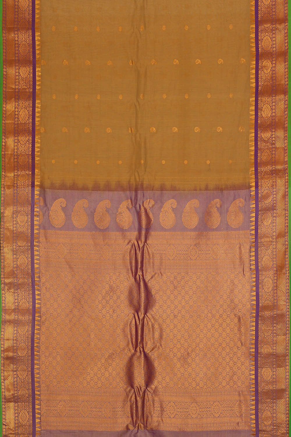 Gadwal Silk Cotton Cream Brown Saree
