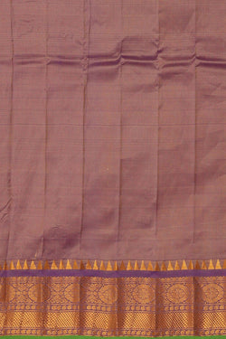 Image of Gadwal Silk Cotton Cream Brown Saree