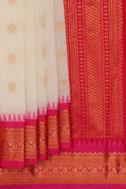 Image of Gadwal Silk Cream Saree