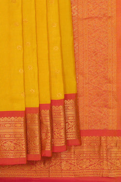Image of Gadwal Silk Yellow Saree