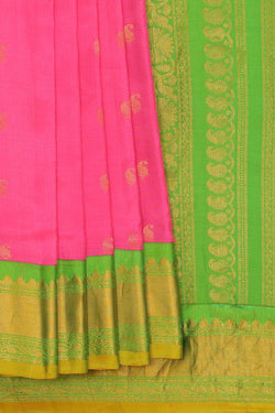 Image of Gadwal Silk Pink Saree