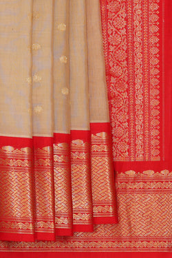 Image of Gadwal Cream Silk Cotton Saree