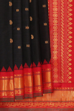 Image of Gadwal Black Silk Cotton Saree