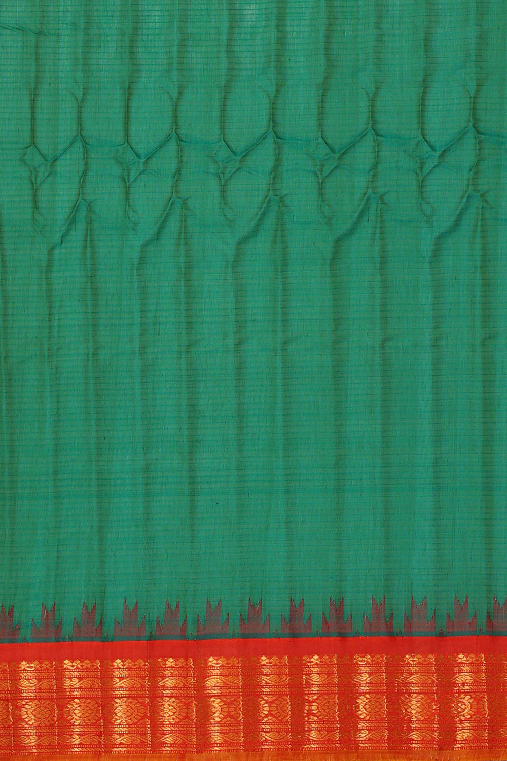 Gadwal Teal Green Silk Cotton Saree