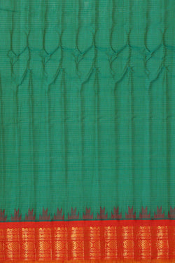 Image of Gadwal Teal Green Silk Cotton Saree