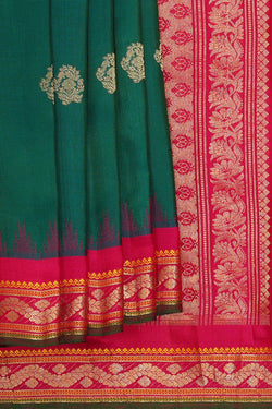 Image of Gadwal Silk Teal Green Saree
