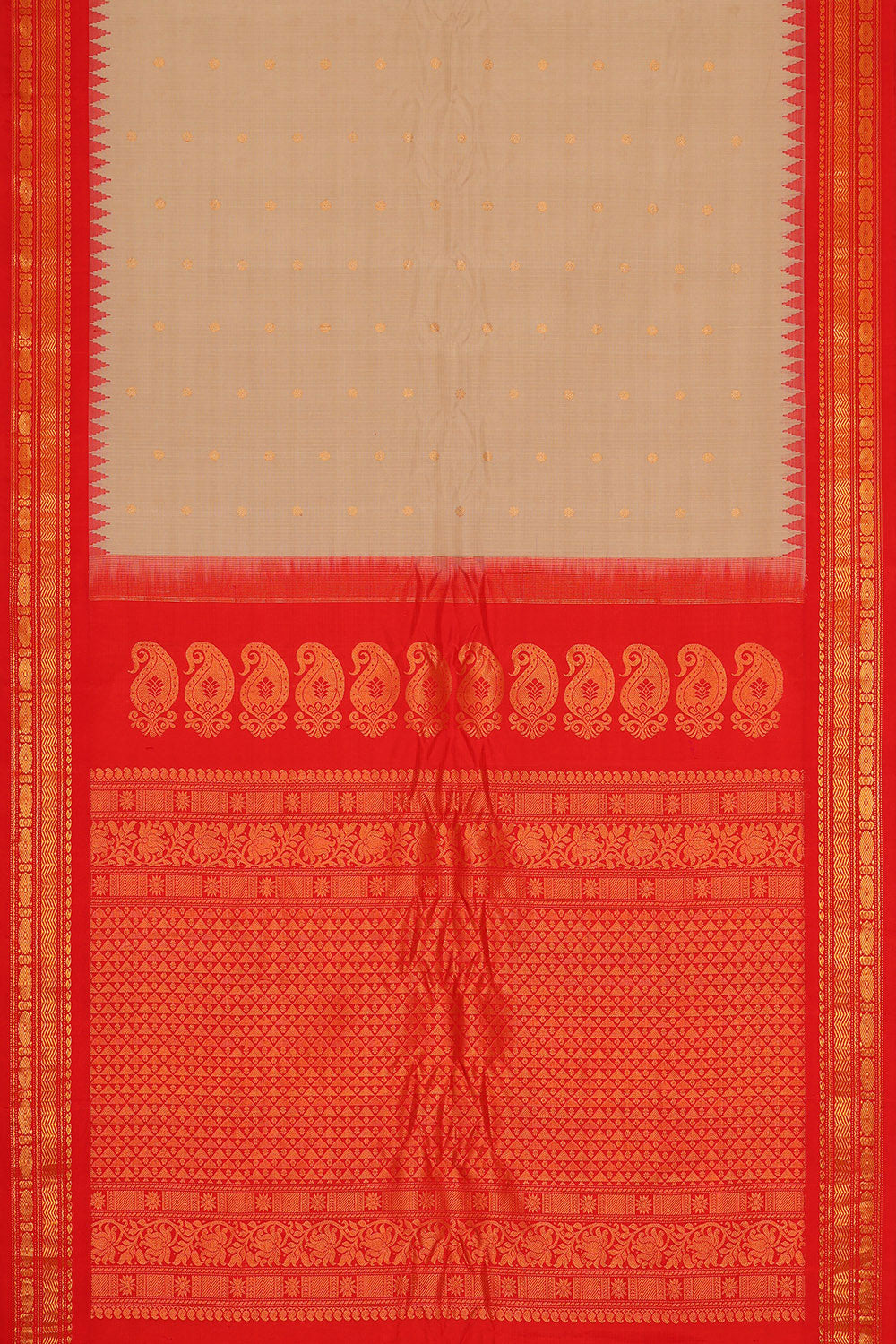 Gadwal Dull Peach Silk Cotton Saree