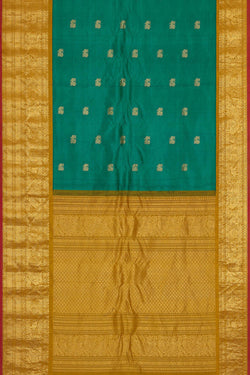 Image of Gadwal Silk Teal Green Saree
