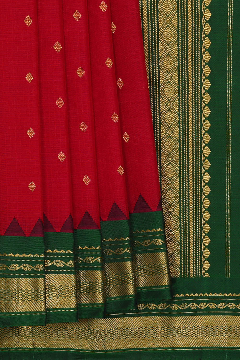 Gadwal Silk Red Saree
