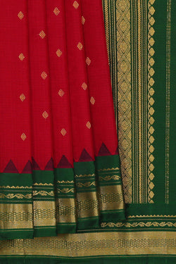 Image of Gadwal Silk Red Saree