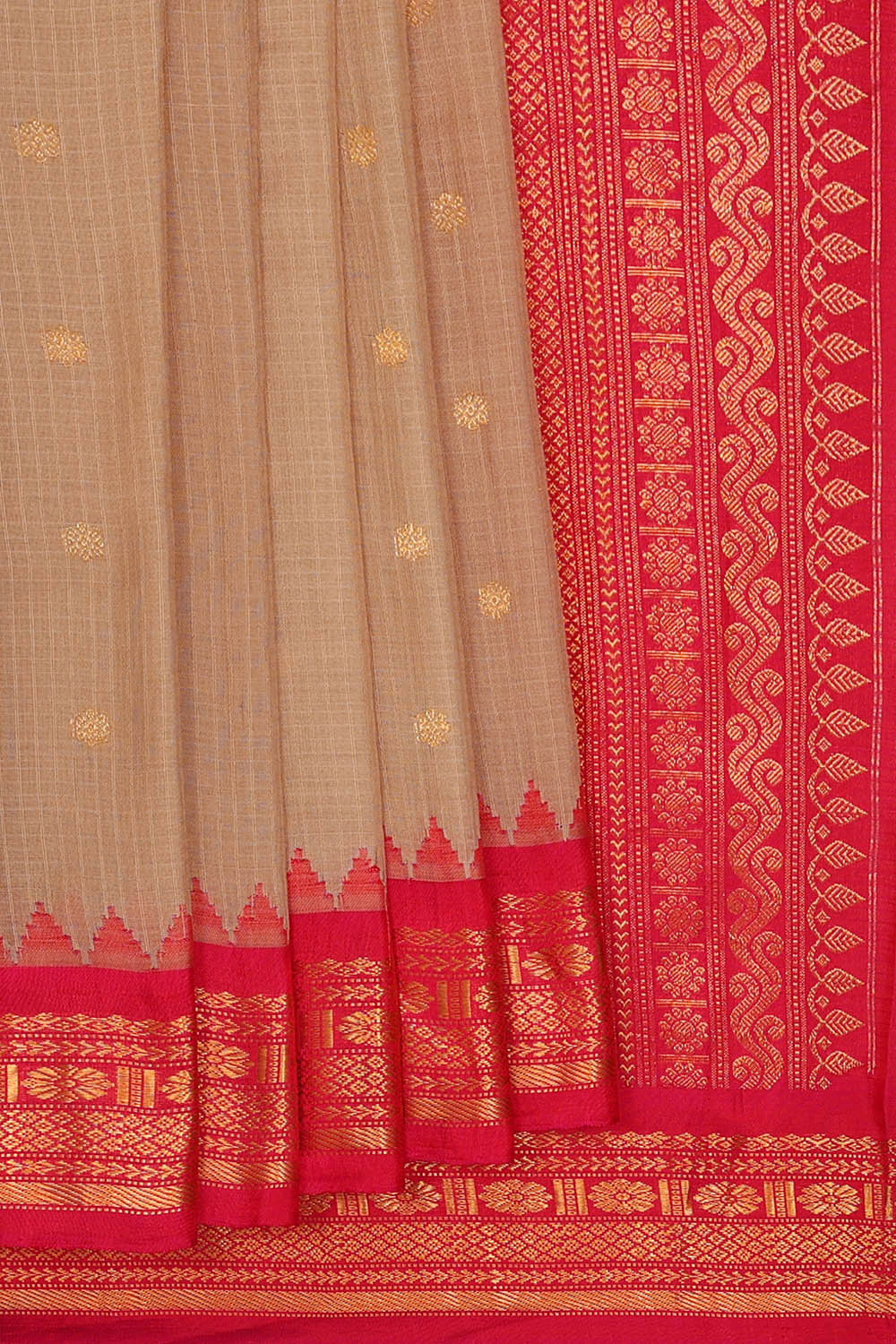 Gadwal Silk Dull Peach Saree