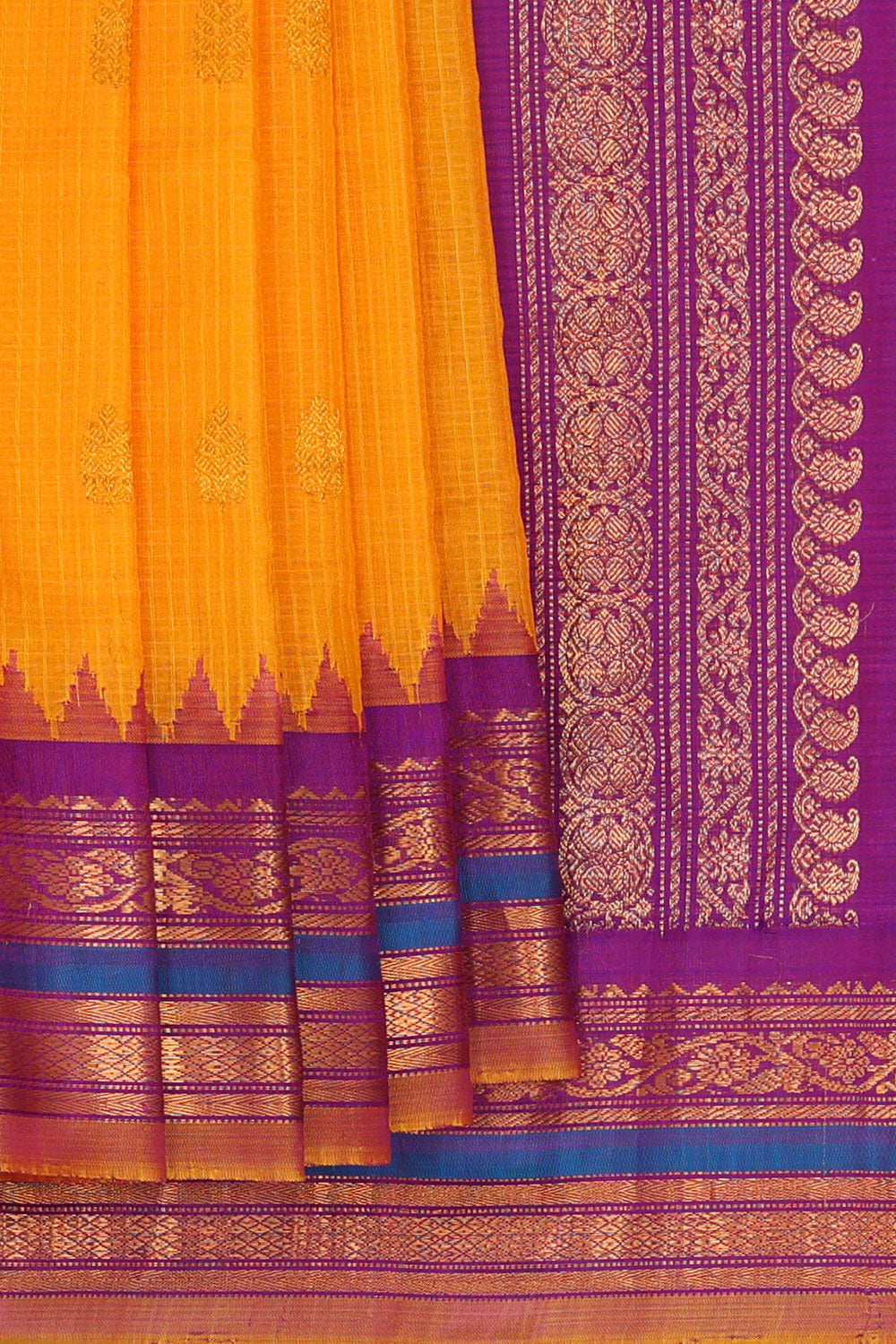 Gadwal Yellow Silk Cotton Saree