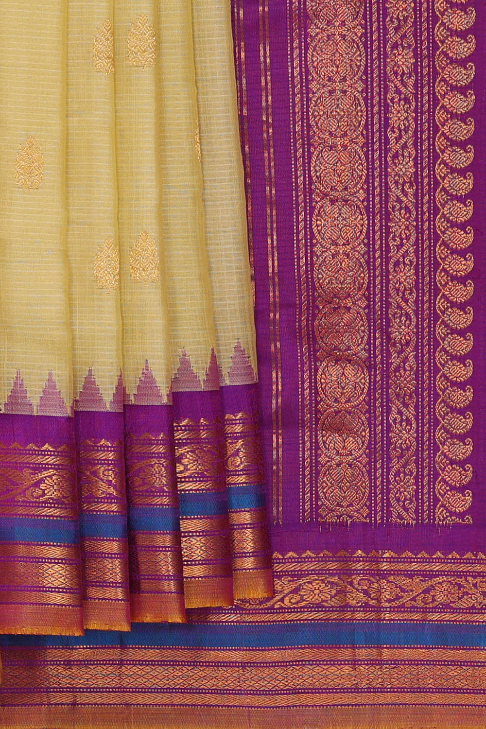 Gadwal Silk Cotton Cream Saree