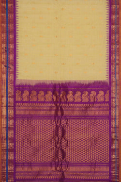 Image of Gadwal Silk Cotton Cream Saree