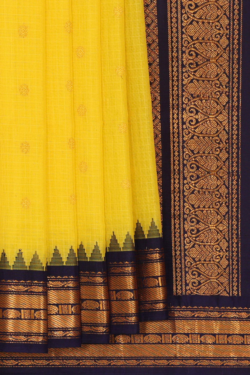 Gadwal Yellow Silk Cotton Saree