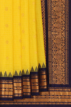 Image of Gadwal Yellow Silk Cotton Saree