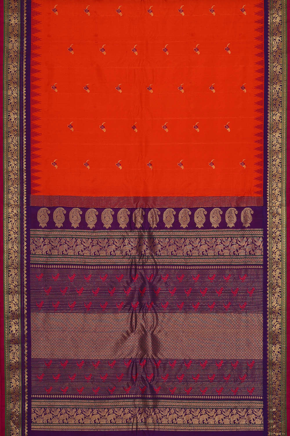 Gadwal Silk Orange Saree