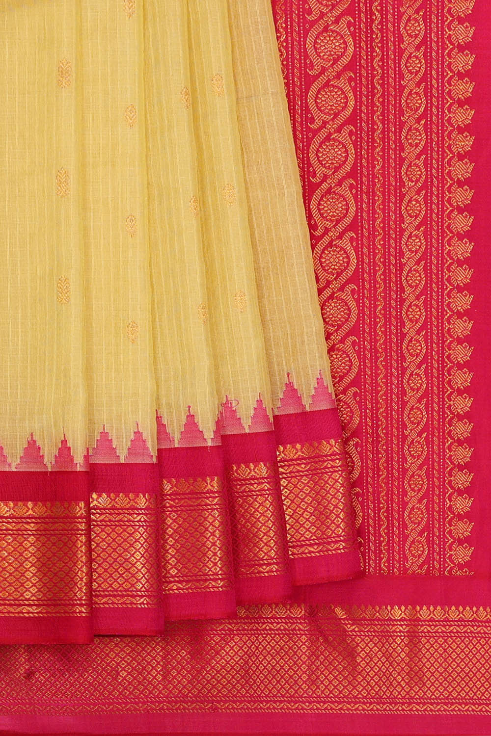 Gadwal Silk Light Yellow Saree