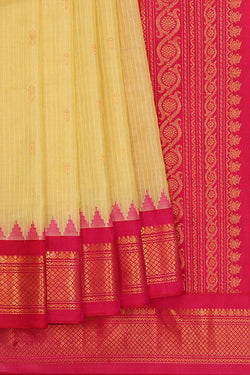 Image of Gadwal Silk Light Yellow Saree