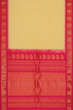 Image of Gadwal Silk Light Yellow Saree