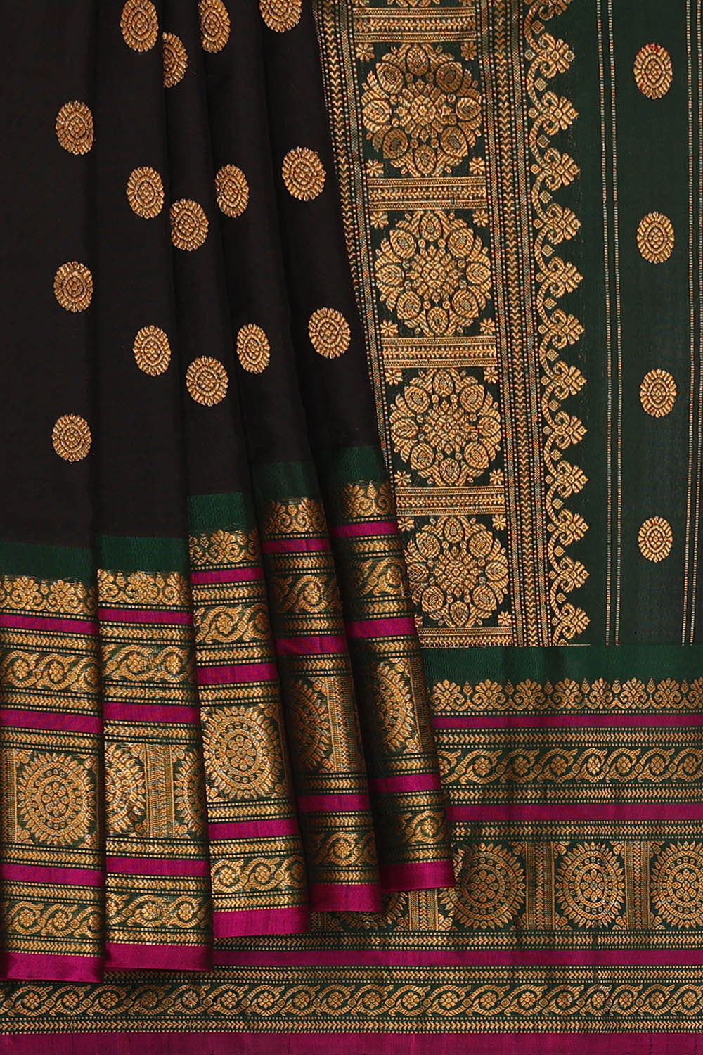 Gadwal Silk Cotton Black Saree