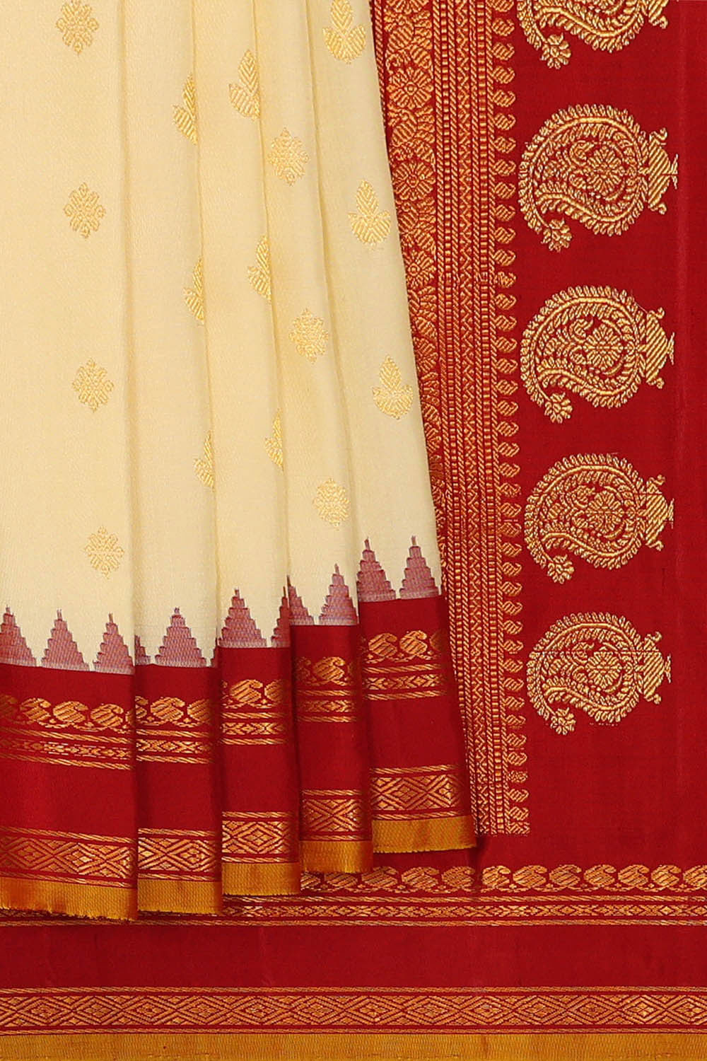 Image of Gadwal Silk Cream Saree