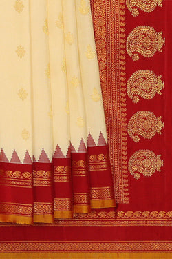Image of Gadwal Silk Cream Saree