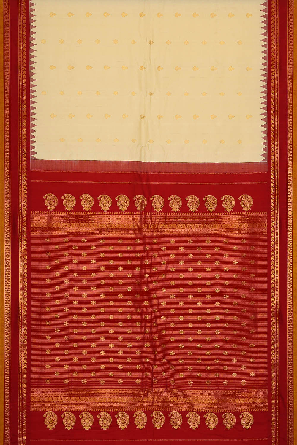 Image of Gadwal Silk Cream Saree