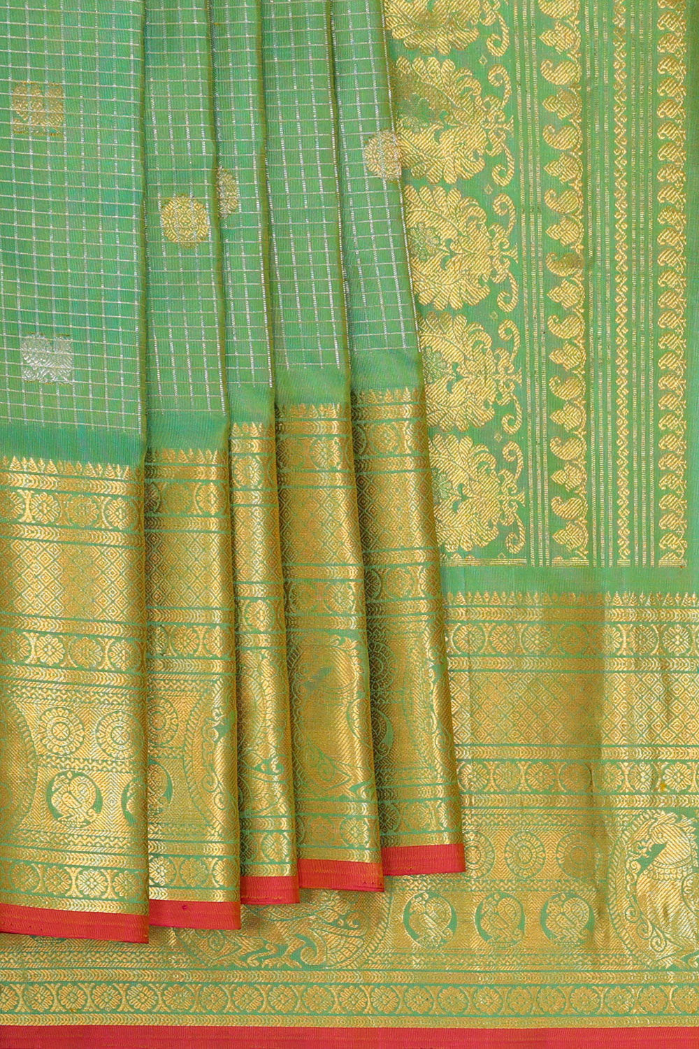Gadwal Silk Pista Green Saree