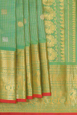 Image of Gadwal Silk Pista Green Saree