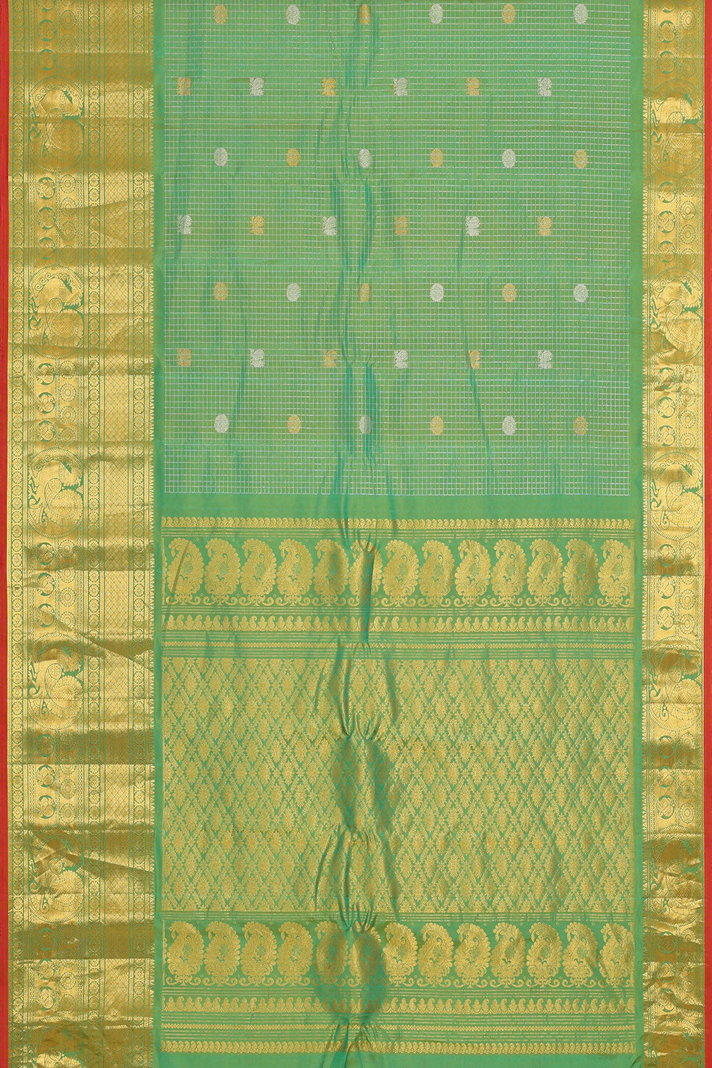 Gadwal Silk Pista Green Saree