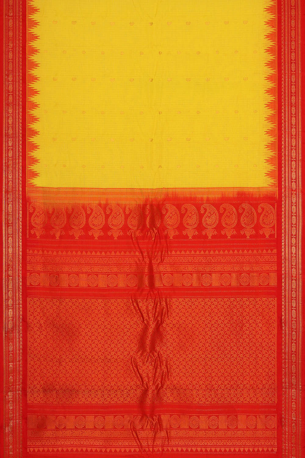 Gadwal Silk Cotton Yellow Saree